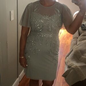 Mint green embellished cocktail dress